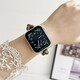 之宋真皮拼接天然石手链iwatch10表带适用S9苹果applewatch78se手表带 橄榄绿修身串珠皮表带 适用iwatcS1049mm