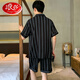 LangSha light luxury men's pajamas new summer ice-sensing shorts shorts home clothes summer youth silk cardigan suit ice silk men's G723 L (height about 170, weight -130Jin [Jin equals 0.5 kg])