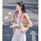 
Shangjing Monet Garden Sunshade Thin Age Reducing Jacket 25 Summer New Vibrant Floral Loose Long Sleeve Top for Women