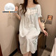 
Xiangyaxin summer chest pad short-sleeved nightgown for women woven cotton 2024 new summer sweet princess style home clothes pajama thin 9901-1 striped bear L