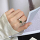 Fat Donglai's same Hetian jade ring, silver stone, jade pearl, female niche design, fashionable personality, ancient style, light luxury, light color Hetian jade pearl ring + exquisite gift box
