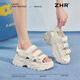 Sandalias Zhr para mujeres, zapatos pequeños con rayos de suela gruesas para mujeres, ropa casual, zapatos de playa versátiles para mujeres, G739 beige 39