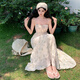 YIOU吊带连衣裙女2025年夏季碎花茶歇法式设计感显瘦长裙度假裙子9276 图片色 S