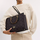 蔻驰（COACH）女包24年新款 Maggie 老花帆布 百搭托特包斜挎包 送女友同价618 黑色 CY677-IMXI8（大号） 尺码咨询客服
