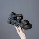 
Baichao Internet celebrity 2025 summer new fashionable and versatile thick-soled women's sandals wearing casual sports beach cool black 9928 35
