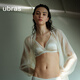 ubras轻奢系列桑蚕丝网纱内衣女法式性感轻薄透气真丝文胸罩套装 简约三角杯-涟漪蓝色 L 80A /B