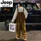 Jeep Spirit Formehought Fonctionnel Wind Sauthoue de Street's Freed Freed Casual Straight Ins Trendy Loose One-Piece Wide-leg Suspenders Brown M Brown M