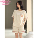 Pajamas de coton pur modal pour les femmes en été short à manches courtes pour les shorts minces, confortables, respirants, mignons et sucrés, peut être porté à l'extérieur de la maison de vêtements pour femmes Z9853 M [recommandé pour être 80-100jin [Jin est égal à 0,5 kg]]]