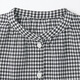 MUJI big children's strong twist three-quarter sleeve tunic children's shirt girls children's clothing 25 summer black plaid 130 /64A