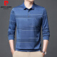 Pierre Cardin Summer Ice Silk Camiseta para hombres Springe Long Spring y Autumn New Style Ody Middle and Anday Men's Flin Style Daddy's Pocket Camiseta B753 Horizontal Strip Green XL 175/115/52