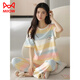 猫人（MiiOW）夏季女士短袖睡衣套装100纯棉长裤家居服全棉可外穿夏天条纹卡通 Y9711 M (建议75-95斤)