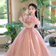 兔芊（TUQIAN）女童礼服粉色生日宴公主裙女童礼服夏粉色公主裙轻奢时尚蓬蓬长裙 蜜粉007+[模特皇冠+钢圈裙撑] 160cm(建议7185斤) 均码