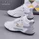 Baofeilua brand sports shoes men's shoes 2025 spring and summer new breathable dad shoes men's casual shoes men's inner height-enhancing shoes black and gold 9859-1 [leather surface] height-enhancing style 41