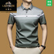 
Classic car high-end ice silk short-sleeved men's T-shirt summer thin lapel business casual striped half-sleeved polo shirt top TUCANO/9925 dark blue XL 175