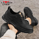 Bull Family Men's Shoes Summer Casual Leather Shoes Low Top Breathable Martin Boots Retro Old Hollow Workwear Shoes Men
