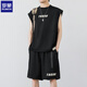 Romon Waffle Casual Anzug Herren Sommer Neue trendige ärmellose Weste Lose T-Shirt Sport Fünf-Punkte-Shorts Black LM5155 S