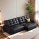 Sidi Luolan Sofa en cuir authentique Électricité salon Couche de tête de vache noire noire de canapé minimaliste minimaliste combinaison noir Swan Sn2629 Position à trois électriques 2,85 mètres de la surface de contact du sac à trois places