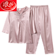 
Langsha high-end spring and summer middle-aged mother pajamas for women in autumn can wear mother-in-law real silk thin style middle-aged and elderly two-piece set AR683 champagne color 3XL Recommended [140-165Jin [Jin equals 0.5 kg]]