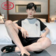
Langsha Light Luxury Men's Pajamas Men's Summer Short Sleeve Pure Cotton Men's Summer Thin 2025 New Boys Large Size Home Clothing HDE-9928 L Men