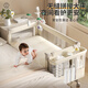 ULOP crib removable splicing crib multifunctional portable foldable baby bed with changing table mosquito net Yunmeng one-click folding baby rocking bed - light khaki baby supplies baby sleeping artifact
