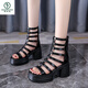 Woodpecker European Station Hollow High Heel Roman Shoes Women's 2025 Summer New Open-toe Waterproof Platform Back Zipper Thick Heel Sandals Off-white HS1389 34