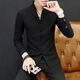 
Easy long-sleeved shirt men's stand-up collar white spring and autumn Chinese style shirt trendy brand button casual Tang suit top 9905 white XL