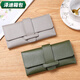 Yunluo's new Korean version solid color draw belt 3 fold women's wallet fashionable buckle student long coin wallet clutch card bag black