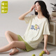 Green Modal summer thin pajamas women's short-sleeved shorts can be worn on the outside for simple two-piece suits for girls' home clothes QQB6630 women M
