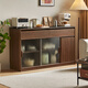 
Lin's home sideboard integrated with solid wood strips tea cabinet walnut color wine cabinet medieval style tea cabinet storage cabinet UM3T [Floor-standing high cabinet] sideboard 1.5*1.9m
