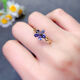 Lierui natural tanzanite ring with small flower design s925 sterling silver, versatile and exquisite, showing temperament and high-end sense 3*4mm gold color natural tanzanite ring live mouth