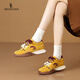 SECHILOUIS YELLOW SHAUX D'ÉNECTEMENT ALLEMANDS FEMMES HAUTEURS INTÉRIEURES SAUVAISES DES FEMMES POUR PRINTEMPS 2025 NOUVEAU SUPER CHOSE FORREST GUMP RETRO SPORTS SOLE SOLE DADDY 9713-2 Brown Velvet Sole épaisse 7cm 34