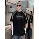 T-shirt shannu à manches courtes pour hommes pour hommes coton pur coton américain marque de mode High Street Pixie à rayures à rayures en vrac à demi-manche y135-1 noir xl