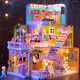 Linda casa de la casa para niños Villa Assamped Builds Builds For Girls Series Princess Castle Toys para niñas de 6 a 12 años D Hogar de moda de doble capa de doble capa [1048 PILELES] Give