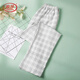 Langsha [100% pure cotton] men's pajama pants for men's spring and summer classic plaid casual simple loose breathable men's pajama pants
