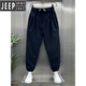 吉普（JEEP）2025夏季薄款透气百搭休闲裤男士宽松束脚哈伦裤青年棉麻九分裤子 卡其色 31