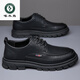 Woodpecker casual leather shoes for men genuine leather spring and summer breathable British business formal wear non-slip work soft sole black big toe trendy shoes black 40