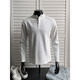 Qumile American retro polo Henry collar sweatshirt men's autumn trendy loose pullover bottoming shirt handsome long-sleeved jacket white gray XL