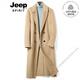 JEEP SPIRIT sense Australian wool woolen coat men's long knee-high double-breasted slim coat windbreaker cool black_132_double-breasted_notched upside down collar high-end quality_very one size 48
