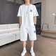 Belle Shangxi 2025 Summer Minage à manches courtes Shorts décontractés Suisse décontractée pour hommes T-shirt de soie de glace pour hommes Pantalon à cinq points Set 829 Black Suit M Recommandé 90-110jin [Jin est égal à 0,5 kg]