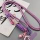 Mobile phone chain lanyard, hanging neck crossbody with clip, can be carried on the back, girls' high-end bag, anti-lost, fashionable Apple Huawei, national style colorful purple star pendant + clip