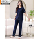 Pyjamas modal pour les femmes en été coton pur pur manches courtes minces 2025 Nouveau coton décontracté d'été peut être porté à l'extérieur pantalon vêtements de maison 7374 Green Green Stretless Pad M 80-100jin [Jin est égal à 0,5 kg]