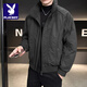 Playboy (PLAYBOY) 2025 Spring and Autumn New Fashion Jacket Men's Fashion Simple Versatile Stand-up Collar Jacket Classic Handsome Top Men Black XL 130-150Jin Jin is equal to 0.5 kg