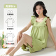 Yalu pure cotton pajamas for women in summer with chest pad suspender shorts vest full cotton sweet casual home clothing set 6167-1 No wear bra Cool and comfortable M Recommended 80-100Jin [Jin equals 0.5 kg]