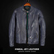PJL New Men's Fashion Genuine Leather Casual Retro Stand Collar Washed Distressed Sheepskin Venom Black M (130Jin Jin is equal to 0.5kg or less)