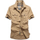 Bao Qiaoxu Summer Camisa de manga corta Camiseta holgazina para hombres Camisas de trabajo Multi-bolsillo