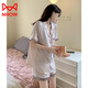 Catman (Miiow) Ice Seide Pyjamas für Frauen im Sommer Neue Seidenshorts Shorts Home Clothing Set können draußen im Sommer hellgelb #YX-9214 m getragen werden [75-98] Jin [Jin entspricht 0,5 kg]