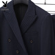 Playboy (PLAYBOY) striped suit suit men's business formal two-piece suit British trend Korean version slim small suit professional dress navy blue double-breasted suit + trousers S /46