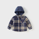 David Bella children's fleece jacket autumn and winter boys' long-sleeved plaid removable hood hoodie shirt