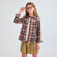 Hush Puppies children's clothing for children and older children 2025 autumn new casual comfortable soft classic college plaid long-sleeved shirt light pink 160 cm
