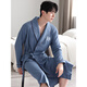 Fengxi Waffle Bathroom Men's Spring and Autumn Pure Cotton Medium-length Men's Nightgown 2025 New Water-absorbing Integrated Yukata LJ16822 M Size [Weight 100-120Jin [Jin equals 0.5 kg]]